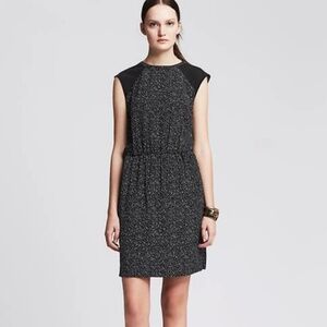 Banana Republic Printed Mesh-Inset Dress Black and White Size 10